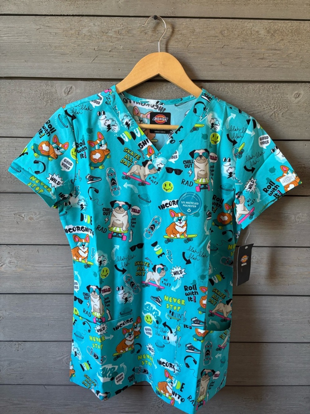 NWT Dickies Dog Scrub Top
